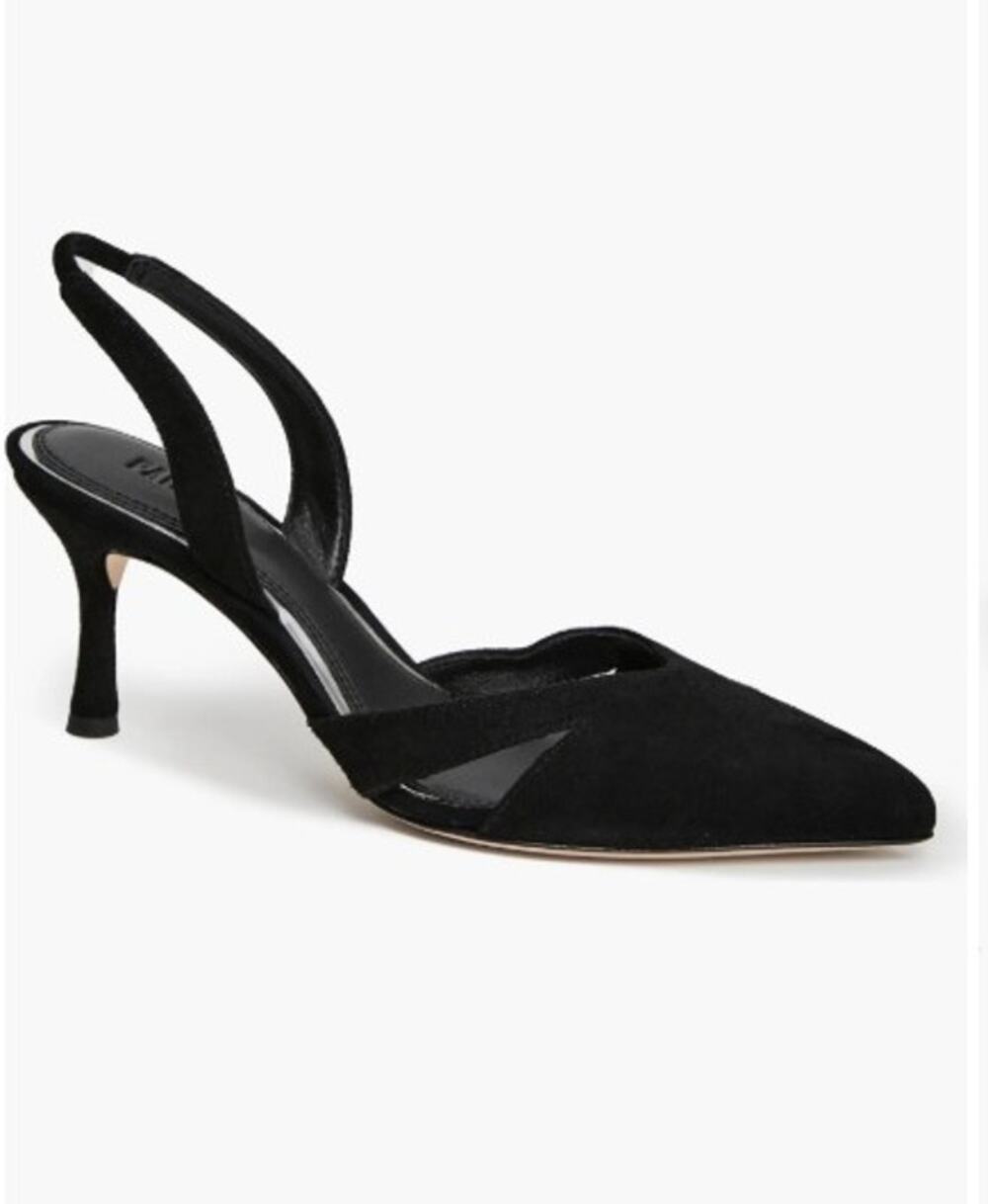 PAIGE Portia slingback pointed-toe pumps black suede High Heel 3-inch heel sz 7